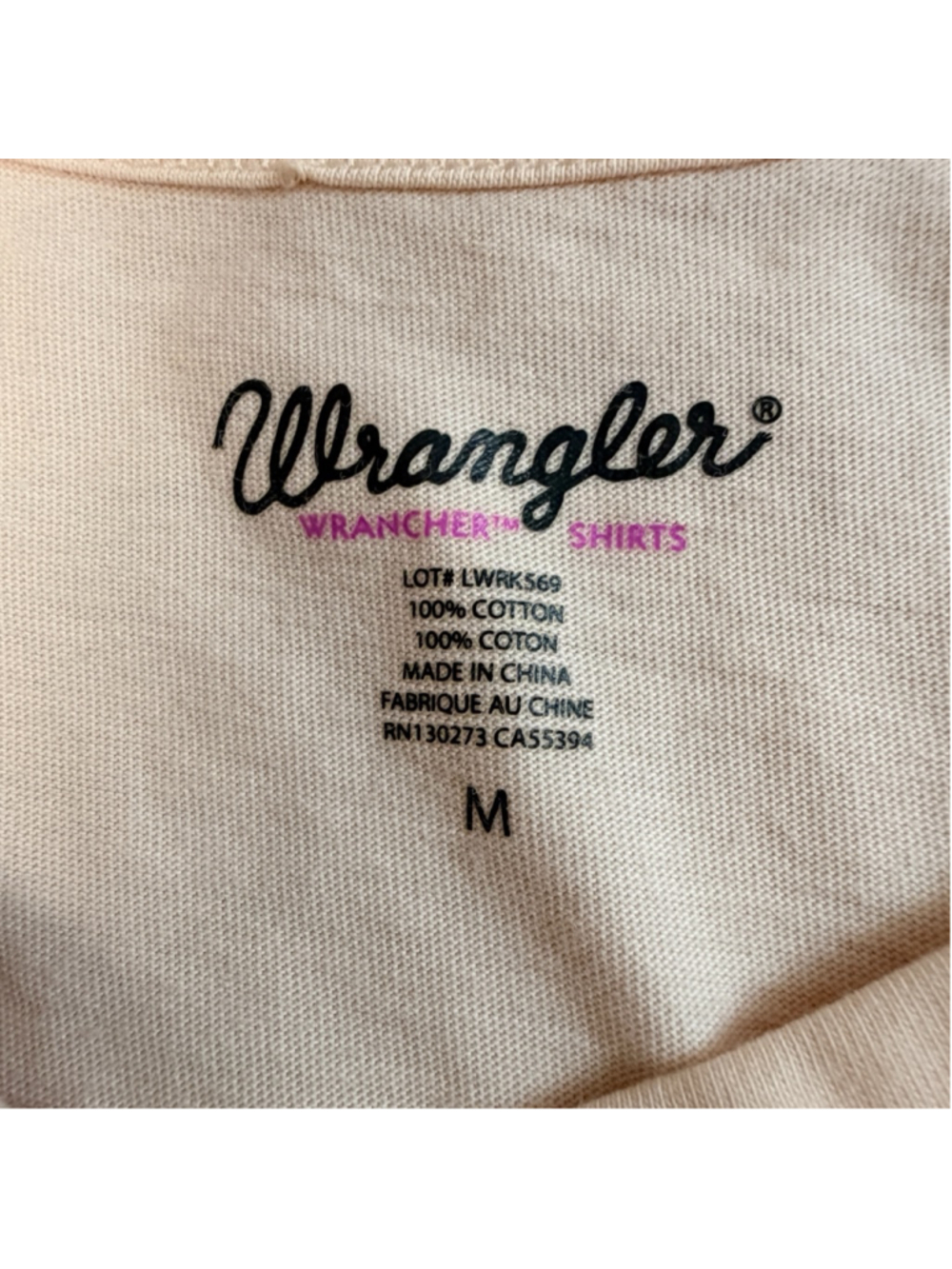 Wrangler Rancher Shirts Aztec Logo Tee Pink Beige Short Sleeve Medium - Picture 2 of 6